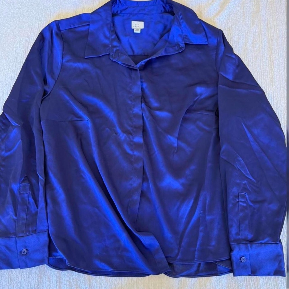 a new day Royal Blue Satin Blouse XXL